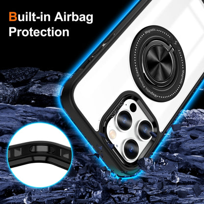 For iPhone 16 Pro Magnetic Rotating Ring Holder Phone Case(Black) - iPhone 16 Pro Cases by buy2fix | Online Shopping UK | buy2fix