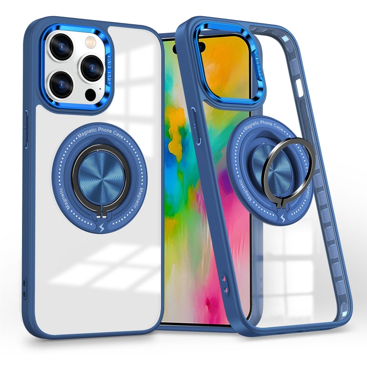 For iPhone 16 Pro Magnetic Rotating Ring Holder Phone Case(Dark Blue) - iPhone 16 Pro Cases by buy2fix | Online Shopping UK | buy2fix