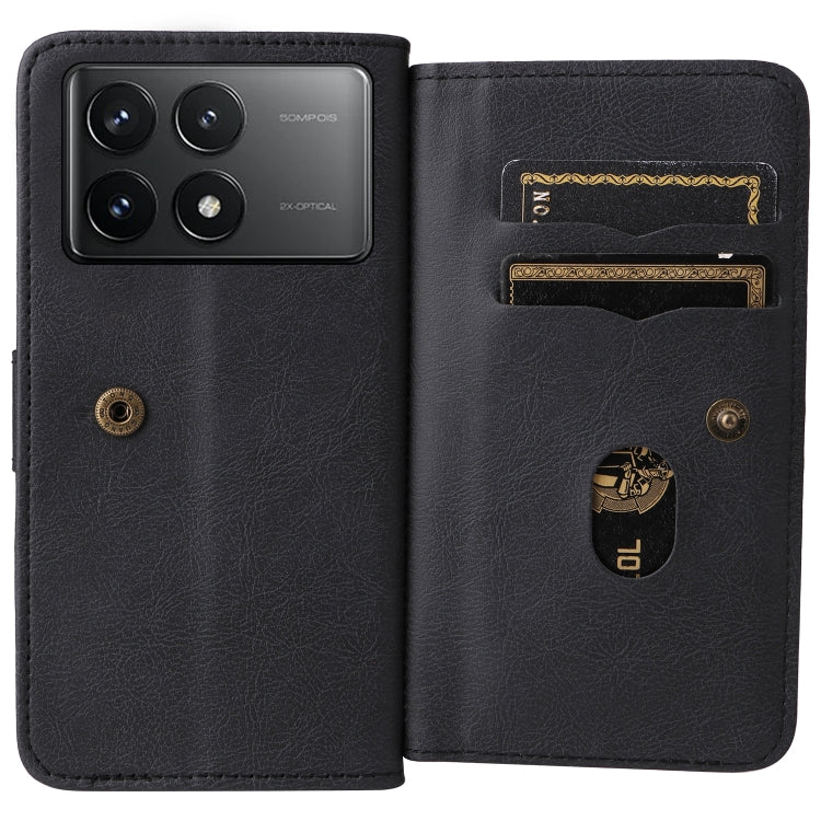 For Redmi K70 Multi-Function Wallet 10 Card Slots Leather Phone Case(Black) - K70 Cases by buy2fix | Online Shopping UK | buy2fix