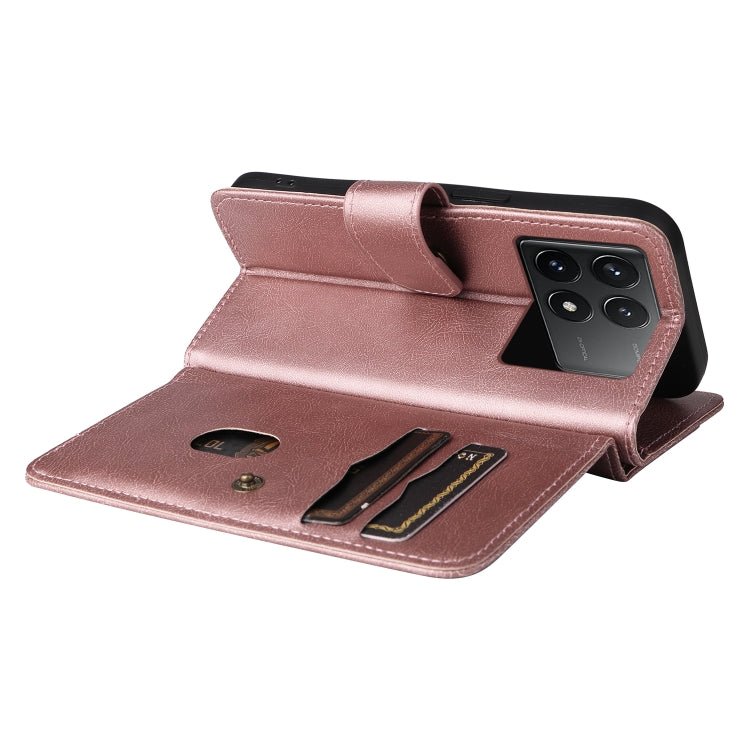 For Redmi K70 Multi-Function Wallet 10 Card Slots Leather Phone Case(Rose Gold) - K70 Cases by buy2fix | Online Shopping UK | buy2fix