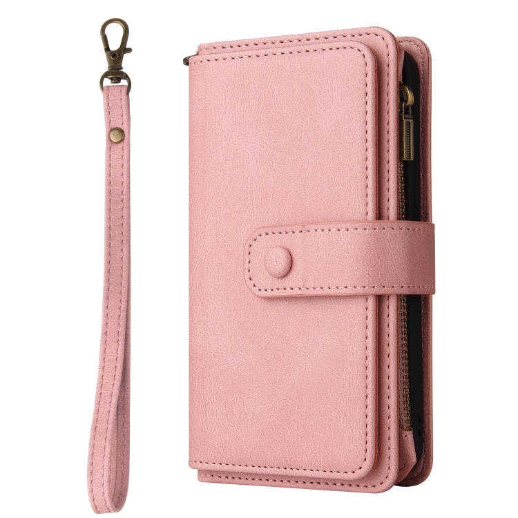 For Samsung Galaxy S25 / S24 5G Skin Feel Multi Card Slots Zipper Wallet Leather Phone Case(Pink) - Galaxy S25 5G Cases by buy2fix | Online Shopping UK | buy2fix