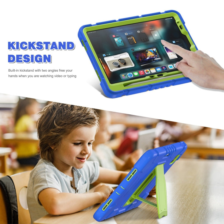 For iPad Air 11 2024 3-Layer Silicone Hybrid PC Tablet Case(Blue Lime) - iPad Air 11 2024 Cases by buy2fix | Online Shopping UK | buy2fix