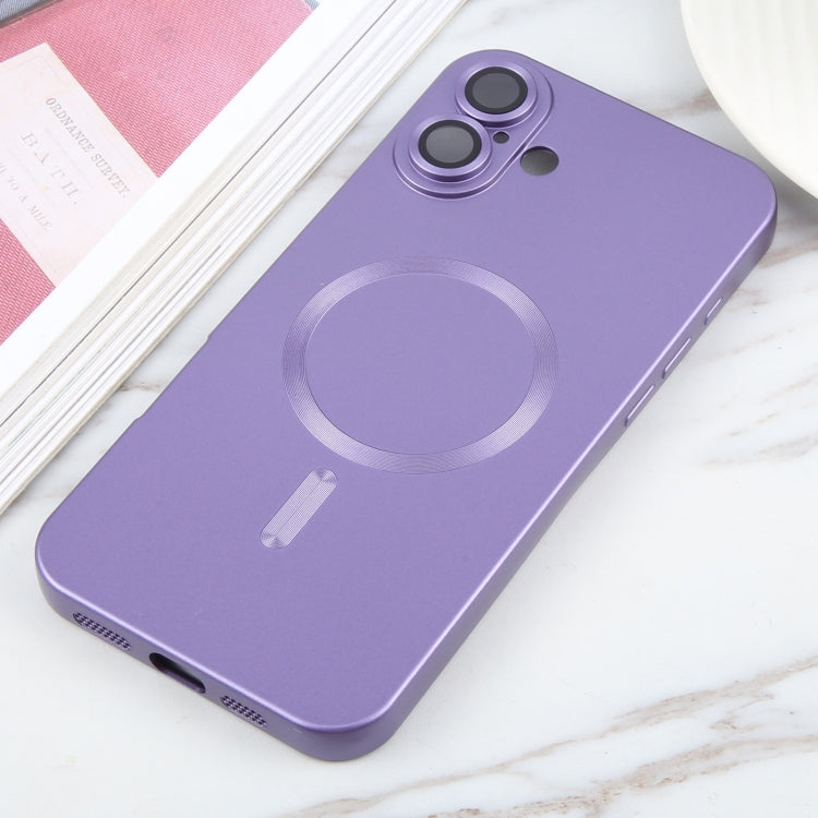 For iPhone 16 Liquid TPU Silicone Solid Color MagSafe Phone Case(Purple) - iPhone 16 Cases by buy2fix | Online Shopping UK | buy2fix