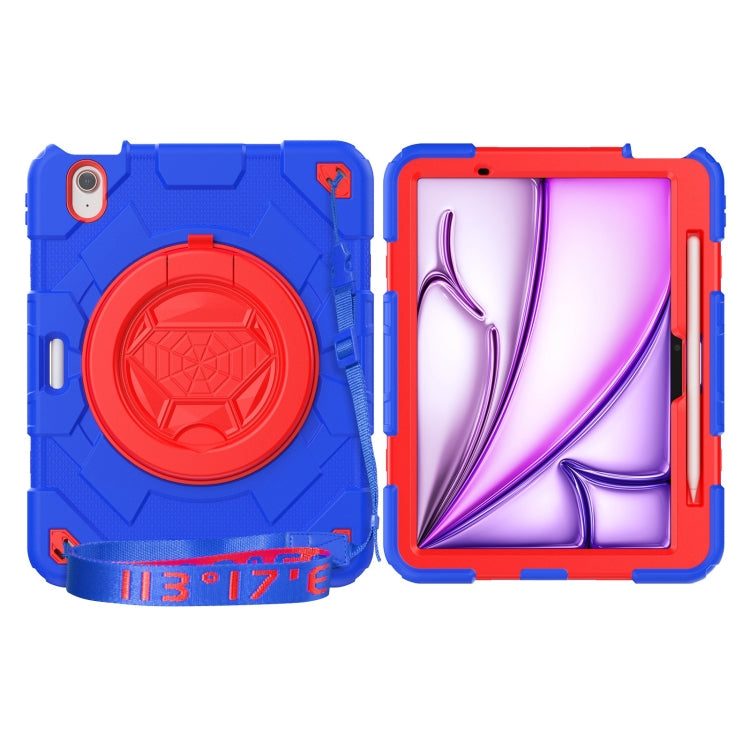 For iPad Air 11 2024 Spider Rotation Handle Silicone Hybrid PC Tablet Case(Red Blue) - iPad Air 11 2024 Cases by buy2fix | Online Shopping UK | buy2fix