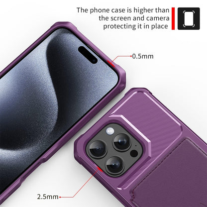 For iPhone 16 Pro Magnetic Wallet Card Bag Leather Phone Case(Purple) - iPhone 16 Pro Cases by buy2fix | Online Shopping UK | buy2fix