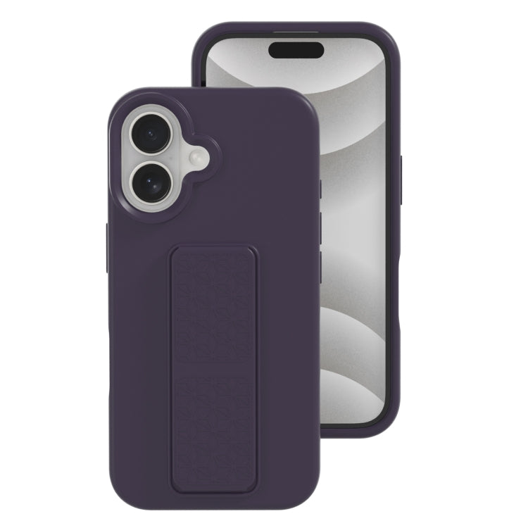 For iPhone 16 Liquid Silicone Holder Phone Case(Dark Purple) - iPhone 16 Cases by buy2fix | Online Shopping UK | buy2fix