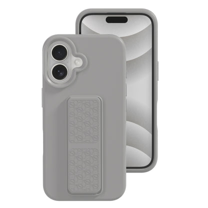 For iPhone 16 Liquid Silicone Holder Phone Case(Titanium Grey) - iPhone 16 Cases by buy2fix | Online Shopping UK | buy2fix