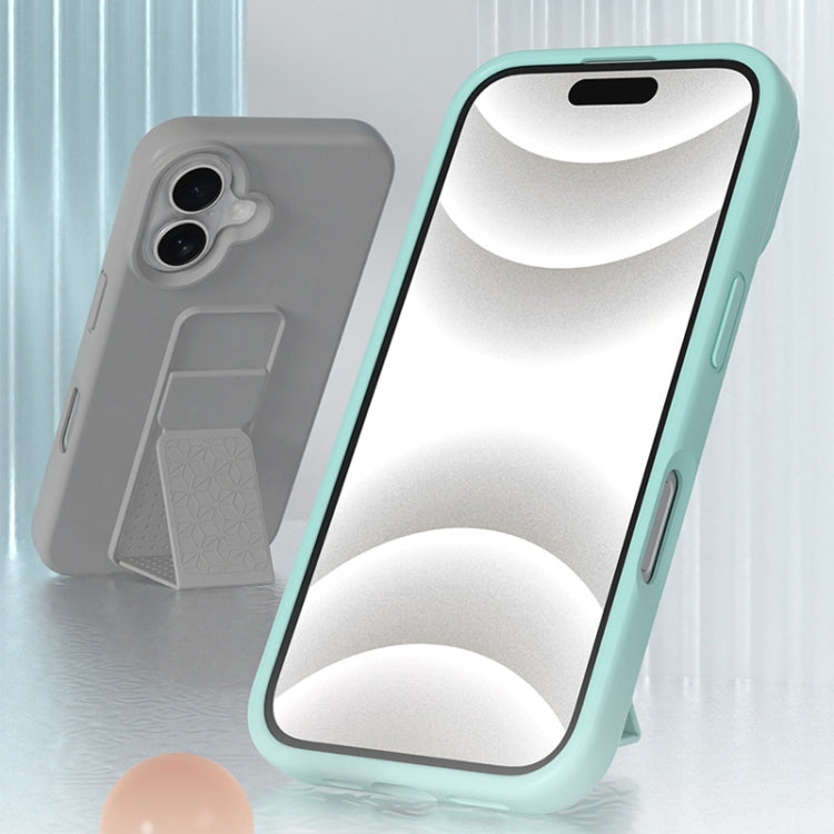 For iPhone 16 Liquid Silicone Holder Phone Case(Black) - iPhone 16 Cases by buy2fix | Online Shopping UK | buy2fix