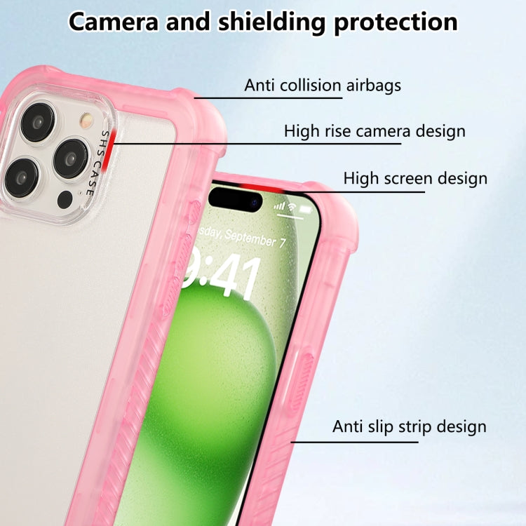 For iPhone 16 Plus Transparent Matte TPU Hybrid PC 3-in-1 Phone Case(Pink) - iPhone 16 Plus Cases by buy2fix | Online Shopping UK | buy2fix