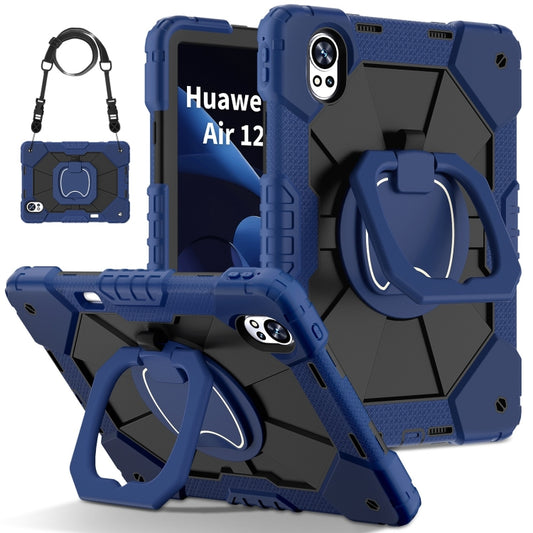 For Huawei MatePad Air 12 2024 Contrast Color Robot Silicone Hybrid PC Tablet Case(Navy Black) - Huawei by buy2fix | Online Shopping UK | buy2fix