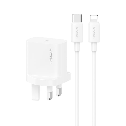 USAMS CC227 20W Fast Charging Charger Set, USB-C / Type-C to 8 Pin(UK Plug) - Multifunction Charger by USAMS | Online Shopping UK | buy2fix