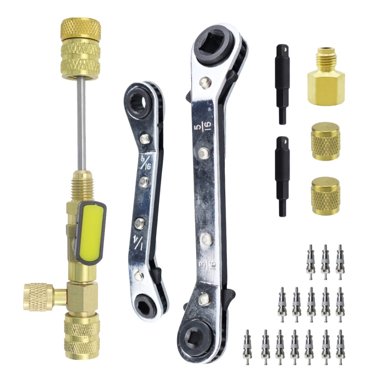 23pcs / Set Air Conditioning Valve Core Remover with Wrench(Gold) - Booster Cable & Clip by buy2fix | Online Shopping UK | buy2fix