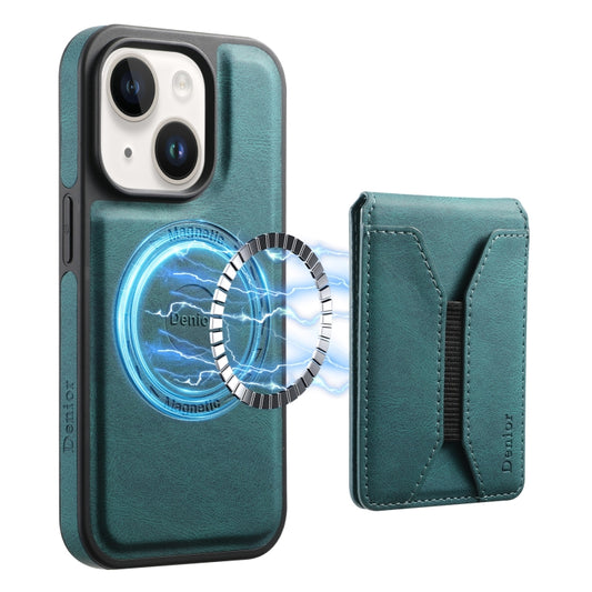 For iPhone 15 Plus / 14 Plus Denior D17 Skin Feel MagSafe Detachable Card Slot Phone Case(Blue) - iPhone 15 Plus Cases by Denior | Online Shopping UK | buy2fix