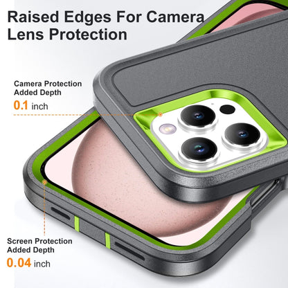 For iPhone 16 Pro Max Rugged PC + Silicone Phone Case with Holder(Grey+Fresh Green) - iPhone 16 Pro Max Cases by buy2fix | Online Shopping UK | buy2fix