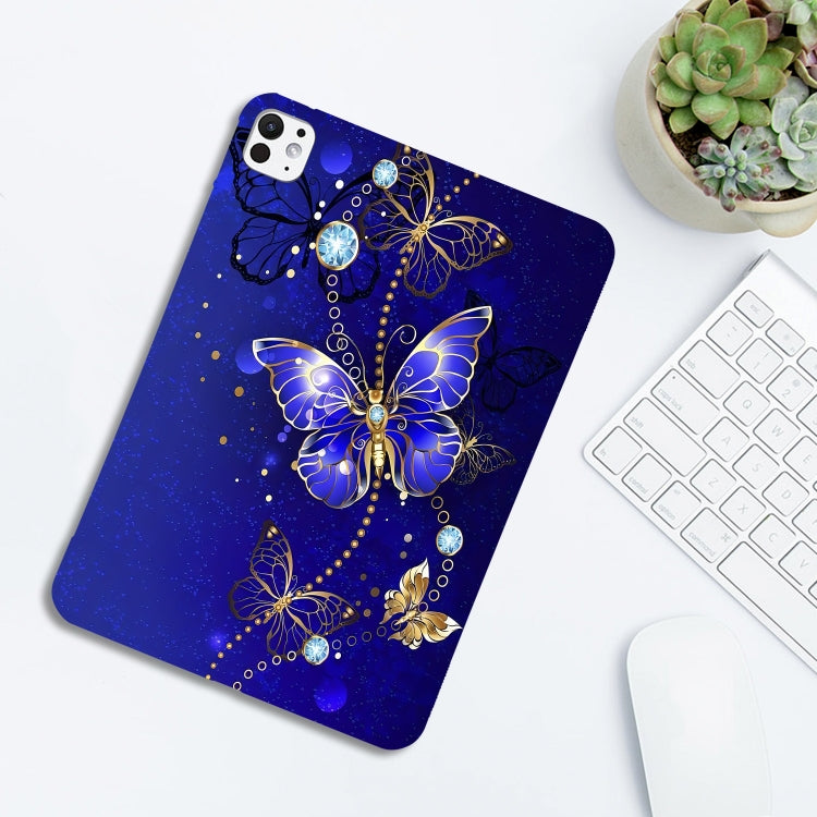 For iPad Pro 13 2024 Color Painting Pattern Smart Tablet TPU Case(Blue Butterfly) - iPad Pro 13 2024 Cases by buy2fix | Online Shopping UK | buy2fix