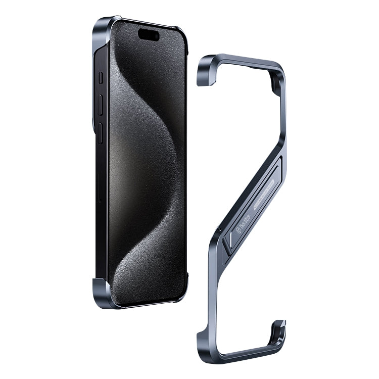 For iPhone 15 Pro Max S-shaped Stand Frameless Metal Phone Case(Grey) - iPhone 15 Pro Max Cases by buy2fix | Online Shopping UK | buy2fix