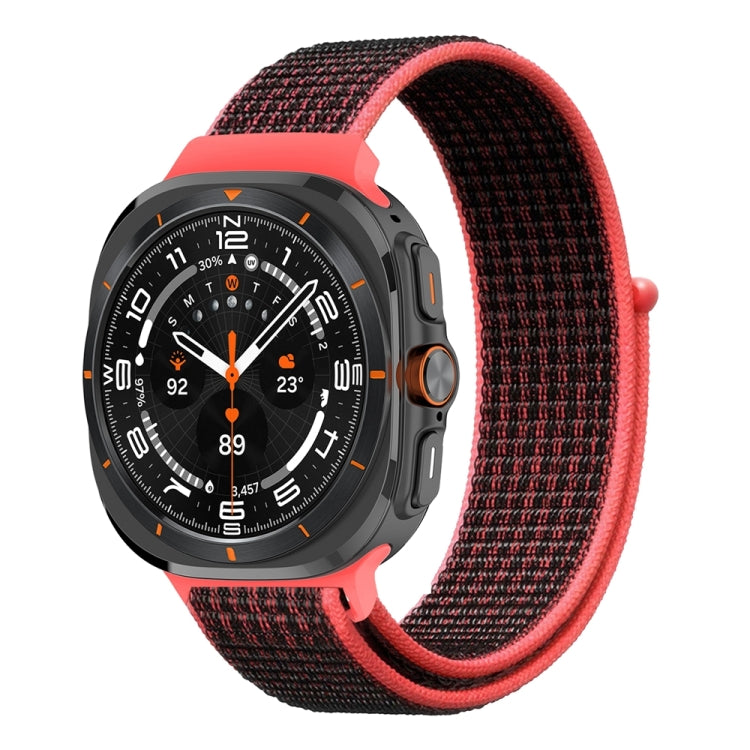 For Samsung Galaxy Watch Ultra 47mm Plastic Connector Nylon Loop Watch Band(Red Black) - Watch Bands by buy2fix | Online Shopping UK | buy2fix