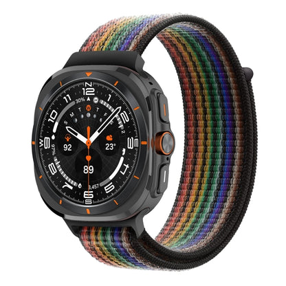 For Samsung Galaxy Watch Ultra 47mm Plastic Connector Nylon Loop Watch Band(Black Rainbow) - Watch Bands by buy2fix | Online Shopping UK | buy2fix