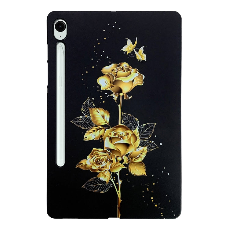 For Samsung Galaxy Tab S9 / S9 FE Color Painting Pattern Smart Tablet TPU Case(Golden Rose) - Galaxy Tab S9 Cases by buy2fix | Online Shopping UK | buy2fix