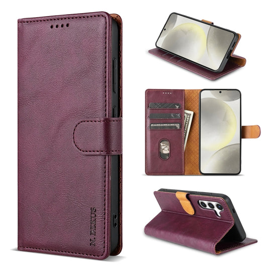 For Samsung Galaxy S24+ 5G N.BEKUS CSJ-P1 Solid Color Leather Phone Case(Wine Red) - Galaxy S24+ 5G Cases by N.BEKUS | Online Shopping UK | buy2fix