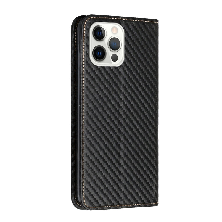 For iPhone 16 Pro Max Carbon Fiber Texture Magnetic Flip Leather Phone Case(Black) - iPhone 16 Pro Max Cases by buy2fix | Online Shopping UK | buy2fix