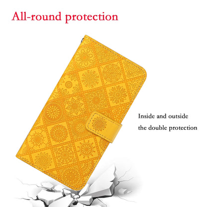 For Samsung Galaxy S25+ 5G Ethnic Style Embossed Pattern Leather Phone Case(Yellow) - Galaxy S25+ 5G Cases by buy2fix | Online Shopping UK | buy2fix