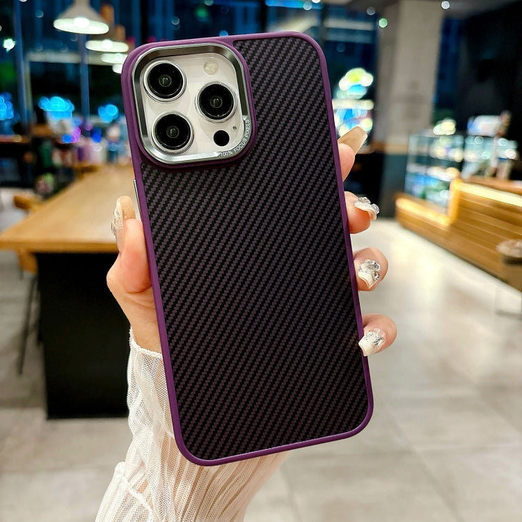 For iPhone 12 Pro Max Carbon Fiber Texture MagSafe Magnetic Shockproof Phone Case(Purple) - iPhone 12 Pro Max Cases by buy2fix | Online Shopping UK | buy2fix