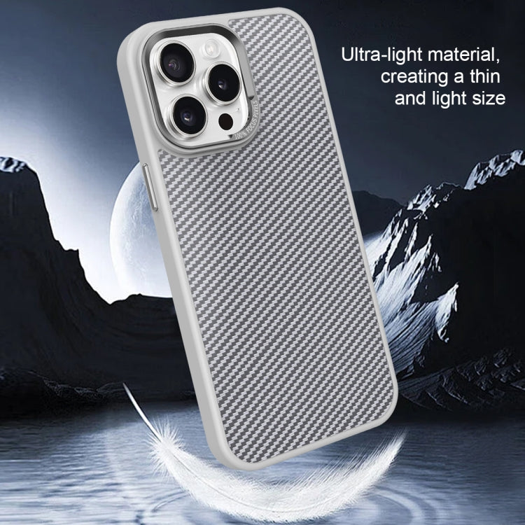 For iPhone 16 Carbon Fiber Texture MagSafe Magnetic Shockproof Phone Case(Grey) - iPhone 16 Cases by buy2fix | Online Shopping UK | buy2fix