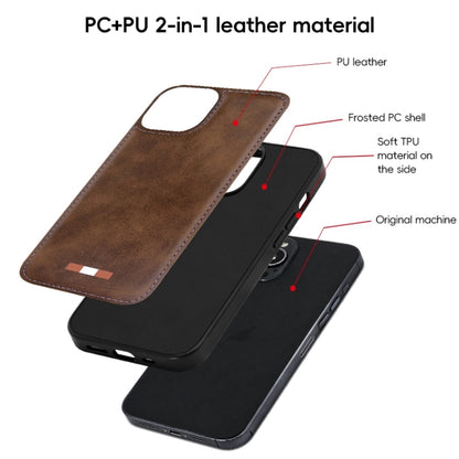 For iPhone 15 Pro Max VIETAO Plain Leather Stitching PU Phone Case(Brown) - iPhone 15 Pro Max Cases by VIETAO | Online Shopping UK | buy2fix