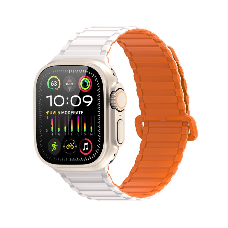 For Apple Watch 42mm DUX DUCIS KJ Series Magnetic Buckle Silicone Watch Band(Starlight Orange) - Watch Bands by DUX DUCIS | Online Shopping UK | buy2fix