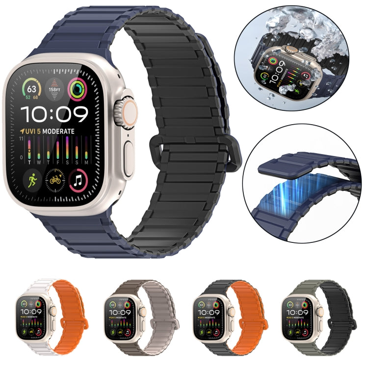 For Apple Watch Series 5 44mm DUX DUCIS KJ Series Magnetic Buckle Silicone Watch Band(Black Green) - Watch Bands by DUX DUCIS | Online Shopping UK | buy2fix