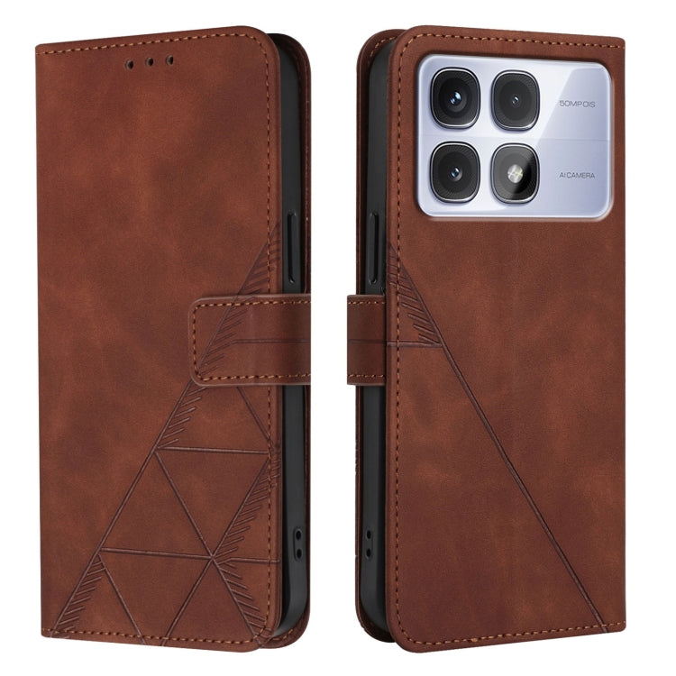 For Redmi K70 Ultra 5G Global Crossbody 3D Embossed Flip Leather Phone Case(Brown) - Xiaomi Cases by buy2fix | Online Shopping UK | buy2fix