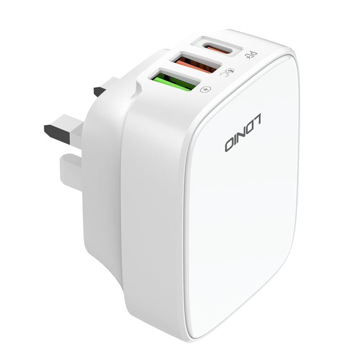 LDNIO Q334 32W Type-C + Dual USB Port Charger with 1m USB-C / Type-C to USB-C / Type-C Data Cable, Plug Type:UK Plug(White) - USB Charger by LDNIO | Online Shopping UK | buy2fix