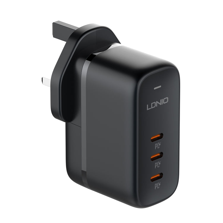 LDNIO Q367 65W GaN 3 x USB-C / Type-C Interface Charger with 1m USB-C / Type-C to USB-C / Type-C Data Cable, Plug Type:UK Plug(Black) - USB Charger by LDNIO | Online Shopping UK | buy2fix