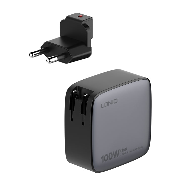 LDNIO Q408 100W GaN USB+3 USB-C / Type-C Interface Charger with 1m 100W USB-C / Type-C to USB-C / Type-C Data Cable, Plug Type:EU Plug(Black) - USB Charger by LDNIO | Online Shopping UK | buy2fix