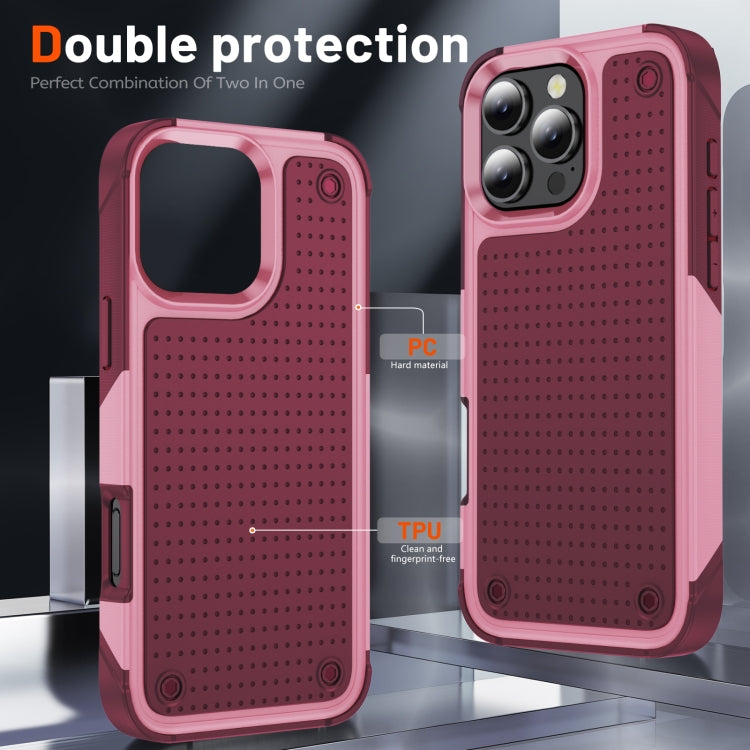 For iPhone 16 Pro Max PC + TPU Shockproof Protective Phone Case(Pink+Dark Red) - iPhone 16 Pro Max Cases by buy2fix | Online Shopping UK | buy2fix