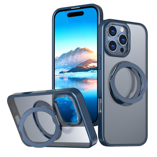 For iPhone 16 Pro Wing Series MagSafe Magnetic Ring Holder Phone Case(Blue) - iPhone 16 Pro Cases by buy2fix | Online Shopping UK | buy2fix