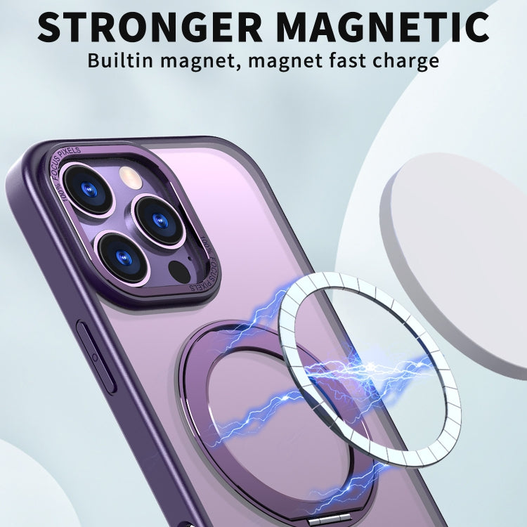 For iPhone 16 Pro Wing Series MagSafe Magnetic Ring Holder Phone Case(Dark Purple) - iPhone 16 Pro Cases by buy2fix | Online Shopping UK | buy2fix