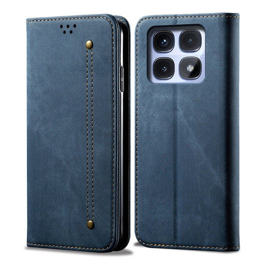 For Redmi K70 Ultra 5G Denim Texture Casual Style Horizontal Flip Leather Case(Blue) - Xiaomi Cases by buy2fix | Online Shopping UK | buy2fix