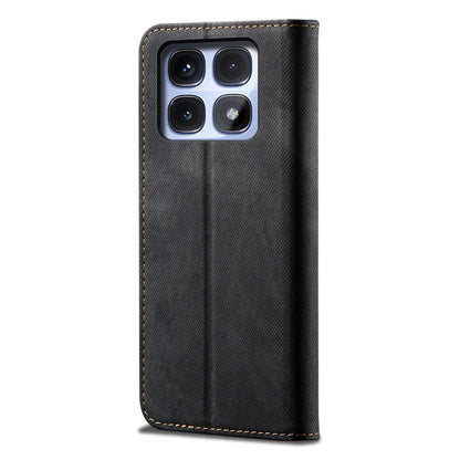 For Redmi K70 Ultra 5G Denim Texture Casual Style Horizontal Flip Leather Case(Black) - Xiaomi Cases by buy2fix | Online Shopping UK | buy2fix