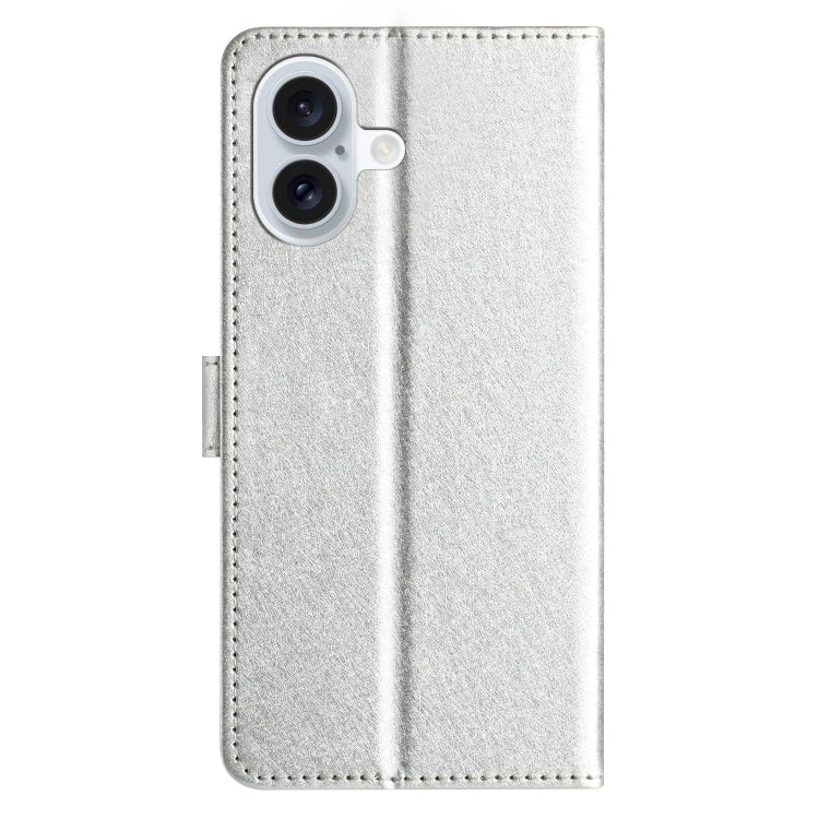 For iPhone 16 Plus Silk Texture Horizontal Flip Leather Phone Case(Silver) - iPhone 16 Plus Cases by buy2fix | Online Shopping UK | buy2fix