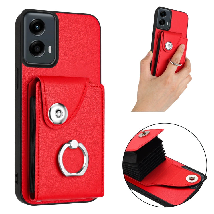 For Motorola Moto G 5G 2024 Organ Card Bag Ring Holder Phone Case(Red) - Motorola Cases by buy2fix | Online Shopping UK | buy2fix