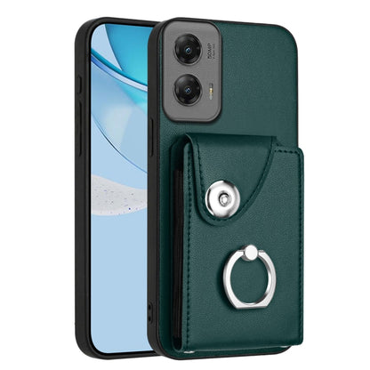 For Motorola Moto G Stylus 5G 2024 Organ Card Bag Ring Holder Phone Case(Green) - Motorola Cases by buy2fix | Online Shopping UK | buy2fix