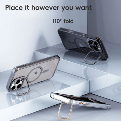 For iPhone 16 Pro Max Mirror Crystal Clear Lens Holder MagSafe Magnetic Phone Case(Transparent Titanium Blue) - iPhone 16 Pro Max Cases by buy2fix | Online Shopping UK | buy2fix