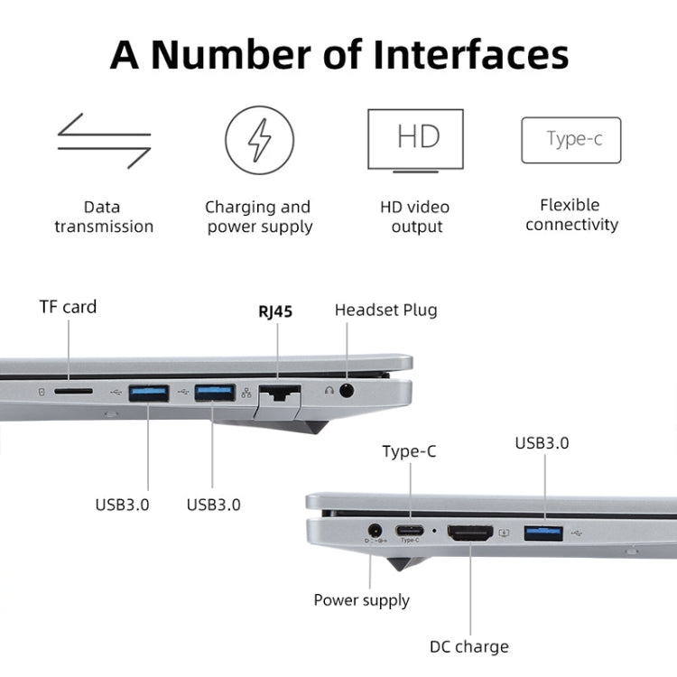 14 inch Windows 11 Laptop, 16GB+512GB, Gen 4th Intel Core i3 CPU, 180 Degree Rotation Axis(Silver) - Others by buy2fix | Online Shopping UK | buy2fix