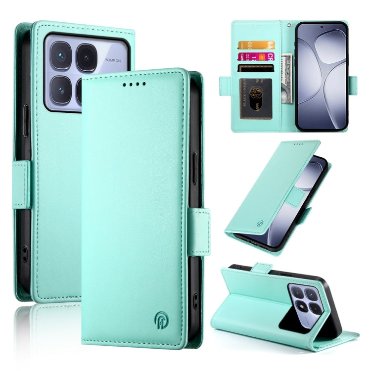 For Redmi K70 Ultra Side Buckle Magnetic Frosted Leather Phone Case(Mint Green) - Xiaomi Cases by buy2fix | Online Shopping UK | buy2fix