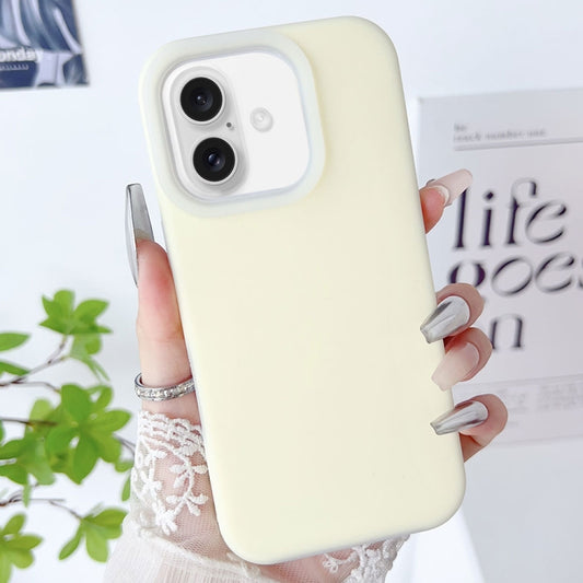 For iPhone 16 Plus PC Hybrid Liquid Silicone Jelly Phone Case(Light Yellow) - iPhone 16 Plus Cases by buy2fix | Online Shopping UK | buy2fix