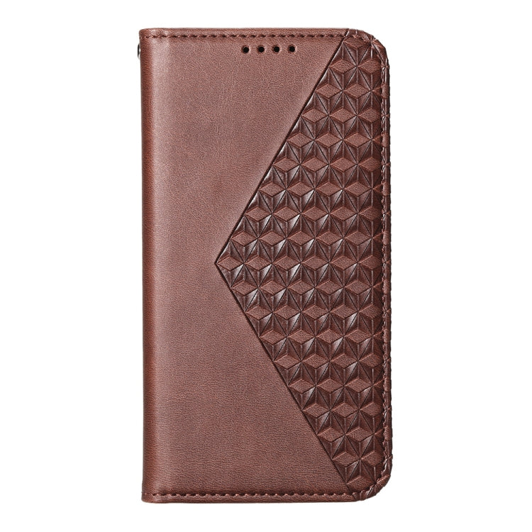 For Redmi K70 Ultra Cubic Grid Calf Texture Magnetic Leather Phone Case(Brown) - Xiaomi Cases by buy2fix | Online Shopping UK | buy2fix