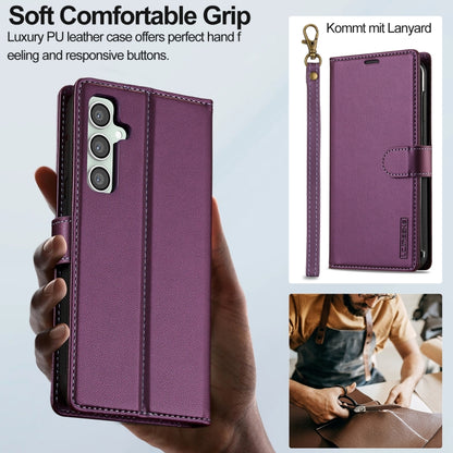 For Samsung Galaxy S24 5G LC.IMEEKE L2 Series Detachable Magsafe PU Phone Case with Lanyard(Purple) - Galaxy S24 5G Cases by LC.IMEEKE | Online Shopping UK | buy2fix