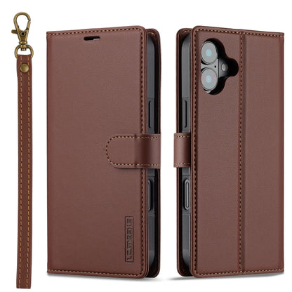 For iPhone 16 LC.IMEEKE L2 Series Detachable Magsafe PU Phone Case with Lanyard(Brown) - iPhone 16 Cases by LC.IMEEKE | Online Shopping UK | buy2fix